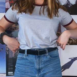 Gray Tee with Maroon Cuffs